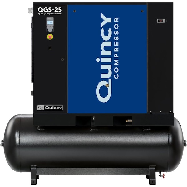 QGS 25-HP 132gal Tank Mnted Rotry Scrw Air Comprssor w/Dryer Triv/3/60
